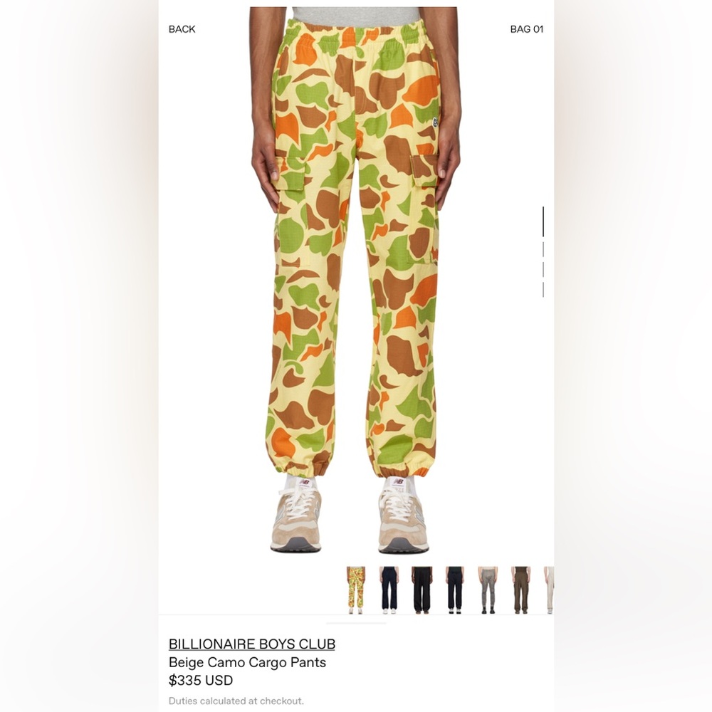 Billionaire Boys Club Multicolor Camo Pants